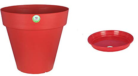 Riviera Pot de Fleurs + Soucoupe SOLEILLA Ø30H26,8 Rouge