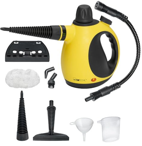 Clatronic® Dampfreiniger | gegen Fett, Schmutz und Verunreinigungen | Dampfreiniger Polstermöbel | ohne Chemikalien | Steam Cleaner für Auto, Küche, Bad | Dampfreiniger Handgerät | 5m Kabel | DR 3653