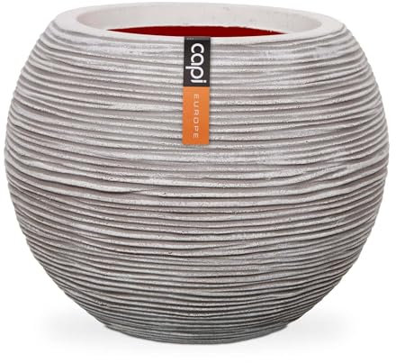Capi Europe - Gefäß Kugel Rib NL - 40x32 - Elfenbein - Öffnung Ø24 - Blumentopf für den Innen- und Außeneinsatz - KOFI270