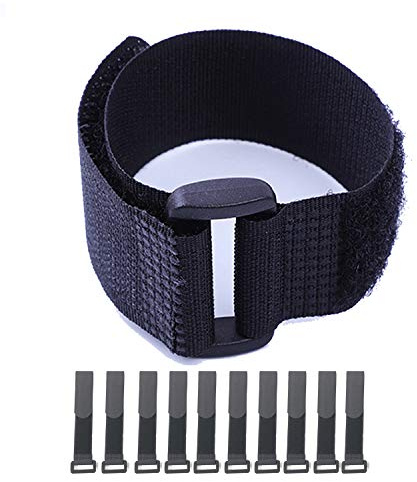 Hook and Loop Cable Straps,Black Self-Adhesive Nylon Straps Cable/Securing Straps with Buckles,Adjustable Reusable Cinch Straps, 1 x 20 Pack of 10 (25 x 500 mm)