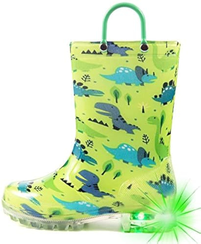 HugRain Bottes de Pluie Lumineuses pour Petits Enfants, 27 EU