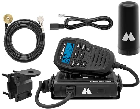 Midland - MXT275VP4-15 Watt GMRS MicroMobile Two-Way Radio - ATVs UTVs and Other Off-Road Vehicles - Overlanding Gear - Extended 3dB gain Roll Bar Mount Antenna Microphone Extension Cable