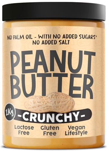 Crema de Cacahuete Crunchy 1 kg - Peanut Butter 100% Natural | Calidad Italiana - Sin Azúcares Añadidos ni Aceite de Palma - Mantequilla de Cacahuete con Trocitos Crujientes