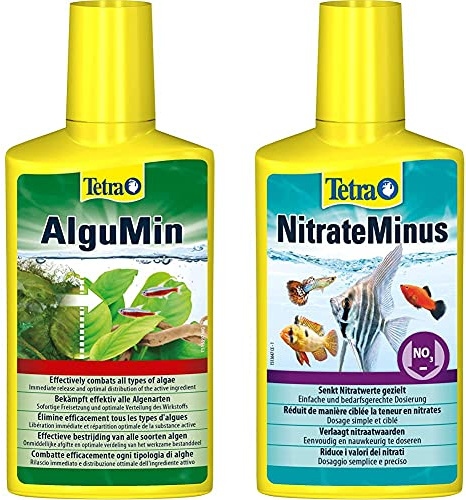Tetra Algumin, Combatte Efficacemente Ogni Tipologia di Alghe - 250 Ml & Nitrateminus 250 Ml, Riduce Il Nitrato Nutritivo delle Alghe
