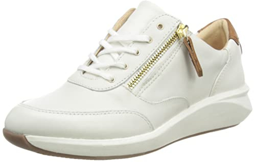 Clarks Women's Un Rio Zip Sneaker, White Leather, 7 UK