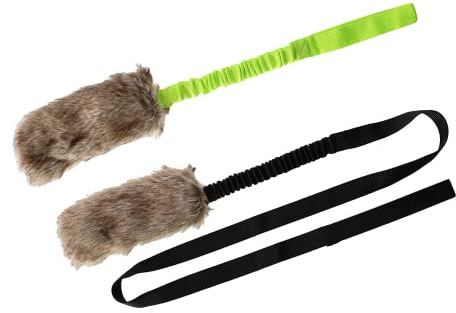 Dingo Z30021 - Set di giocattoli per cani, in pelliccia sintetica, manico nero, manico lungo Bungee Mop Beisswurst cigolio, agility gioco con cane