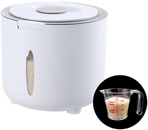 URJHKW 5Kg Rice Storage Container Sealed Grain Dispenser Storage Box with Lid Measuring Cup Cereal Storage Food Storage Containers-grey