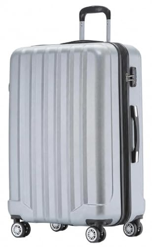 BEIBYE TSA-Schloß 2080 Gepäck Zwillingsrollen Reisekoffer Koffer Trolley Hartschale Dehnungsfuge (Silber, XL)