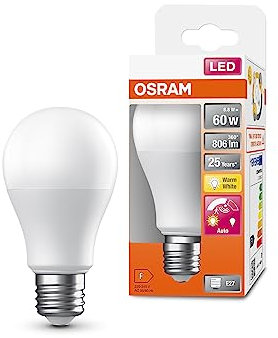 OSRAM SUPERSTAR+ CLASSIC A 60 FR LED-Lampe, Sockel E27, Kolbenform, 8,8W, 806lm, 2700K, warmweißes Licht, sehr geringer Energieverbrauch, lange Lebensdauer, Bewegungssensor, Abschaltautomatik