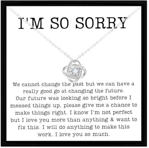 Collana regalo con scritta I'm Sorry, regalo di scuse per partner, moglie, fidanzata, fidanzato/marito, collana in argento Sterling, regalo per moglie, fidanzata, Argento sterling, Zirconia cubica
