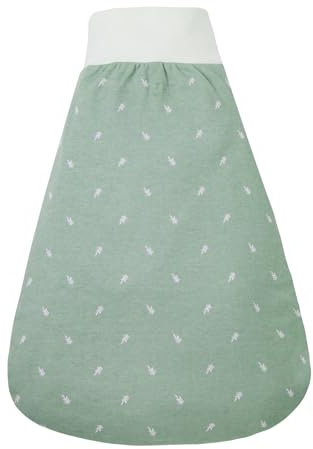 Lictin Baby Schlupfsack 0.5 TOG mit elastischem Bund, schlafsack baby aus Baumwolle, Strampelsack Sommer für baby, Strampelsack Baby 6-12 Monate, Sommerschlafsack Baby Grüne Pflanze