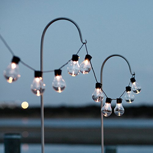 Lights4fun 10er LED Solar Kugel Lichterkette warmweiß USB Aufladbar Solar Lichterkette außen Solarlampen für außen