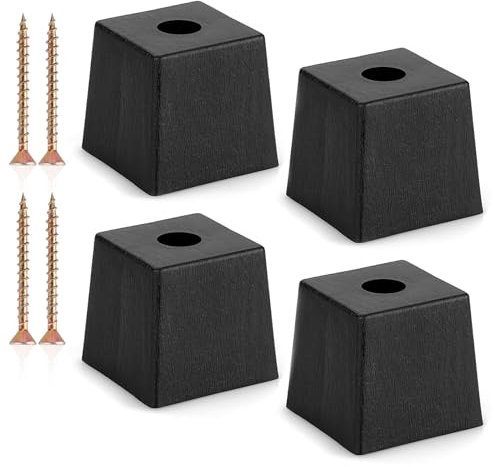 SUMNACON 4 Pcs Plastic 5.6cm Furniture Legs Square Tapered Couch Feet, Black Sofa Legs Replacement Table Feet Cabinet Supporting Feet with Screw-in Screw for Furniture DIY Replacement