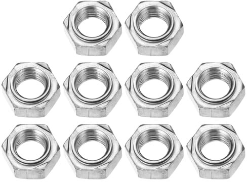 QUARKZMAN 10 Stück Sechskant-Schweißmuttern, M12x1,75mm Kohlenstoffstahl Sechskantmuttern mit 3 Vorsprüngen Maschinenschraube für DIY-Heimreparatur Maschinen, Silber