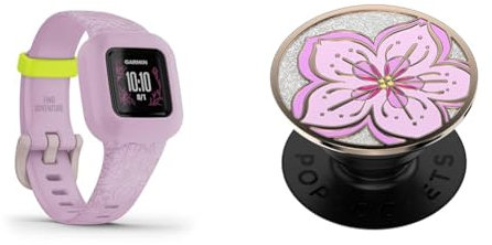 Garmin vívofit jr. 3 – wasserdichter, Schrittzähler, großes 1,4 cm Display, Notfallkontakt, bis zu 1 Jahr Batterielaufzeit, Abenteuerwelt& PopSockets: PopGrip - Ausziehbarer Sockel und Griff