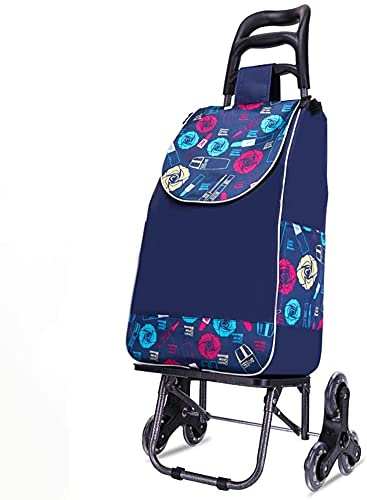 Trolley Folding Shopping Cart with Swivel Wheels Lightweight Utility Cart for Stair Climbing Removable Waterproof Canvas Bag Rolling Cart