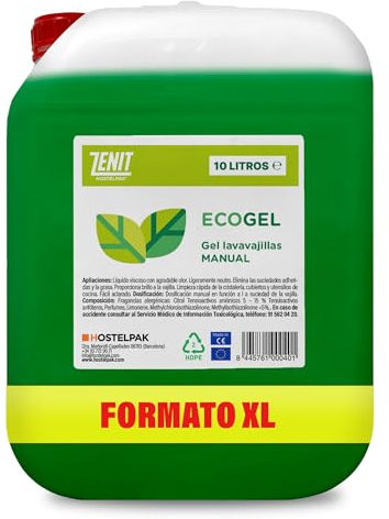 Hostelpak | 10 l | Detergente lavavajillas manual EcoGel | lavavajillas a mano | detergente liquido