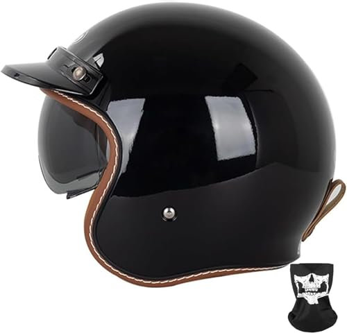 GKCEGHKS Cromwell Caschi Aperto Caschi da Moto Mezzo Elmetto Moto retrò retrò Casco Scodella Mezzo Casco da Motociclista Vintage Caschi Casco Faccia Aperta retrò ECE Omologato