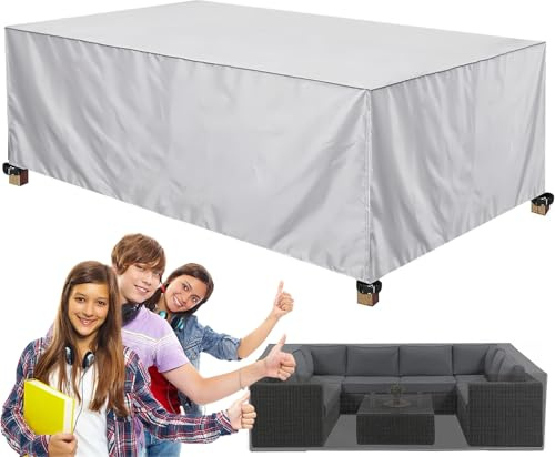 XUEQXUE Housse de Table Jardin Rectangulaire 210 x 140 x 70 cm Housse de Table Extérieur Bâche de Meubles, Imperméable, Indéchirable, Bâche de Protection Étanche, pour Tables,Chaise,Canapé, Ivoire
