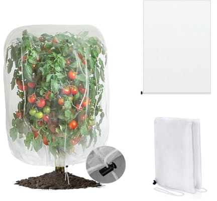 1 filet de jardin avec cordon de serrage, protection pour plantes de jardin contre les oiseaux, les coléoptères, les cigales et les insectes, filet de jardin pour arbres fruitiers et arbustes (99 L x