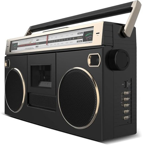 Reproductor de Casete Boombox, Radio Am/FM, Compatible con Entrada SD/USB, reproducción de Audio Dual HD, 4 parlantes, Altavoz estéreo Incorporado, Radio con Casete Retro Vintage de los años 80, tra