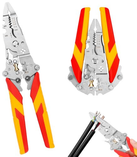 Pinza spelafili 12 in 1 con funzione di misurazione della corrente, spelafili multifunzione con tester di tensione, pinza spellacavi con tester di corrente