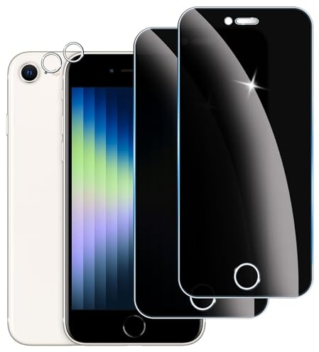 LYPHPE 2 Stück Sichtschutzfolie für iPhone SE 2022/2020 Panzer Schutz Glas mit 2 Stück Kameraschutz, 9H Härte Sichtschutz, Frei von Kratzern Folie,Ultrabeständig,Anti-Spion Displayschutz