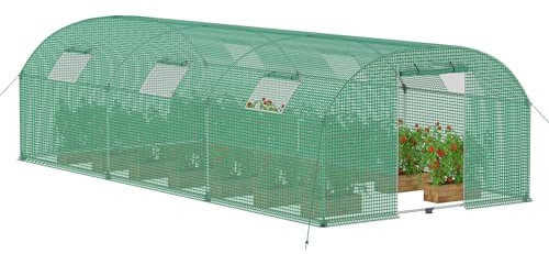 FIVMEN Serre en film - 3 x 6 m - Serre à tomates - 18 m² - Avec 6 fenêtres - Toit à tomates - Serre de jardin pour la culture et la culture des plantes