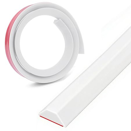 Soglia doccia pieghevole, paraspruzzi in silicone, barriera impermeabile per il pavimento della cabina doccia, arresto doccia per la separazione bagnato/asciutto (bianco, 200cm)