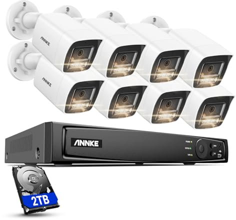 ANNKE 16CH PoE CCTV Camera Systems, 12MP NVR with 2TB HDD and 8X 4K Home Security IP Cameras, Person/Vehicle Detection, Remote Access, IP67 Weatherproof,Security Camera System for 24/7 Recording