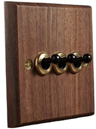 Interruptor de palanca de placa plana, Interruptor de luz de pared simple de madera maciza for el hogar, interruptor hecho a mano for dormitorio, restaurante, estudio, luz oculta, interruptor de luz d