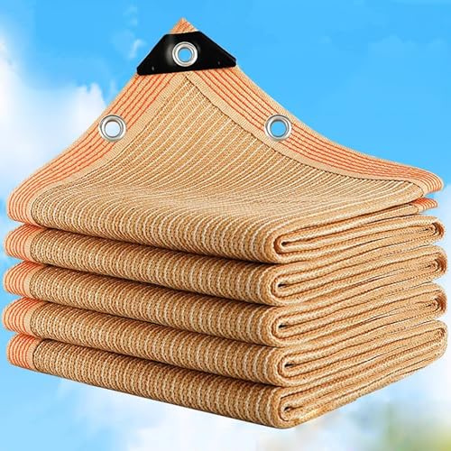 Toldo rectangular beige para patio, jardín, pérgola, 4 x 8 m, tela permeable con ojales reforzados