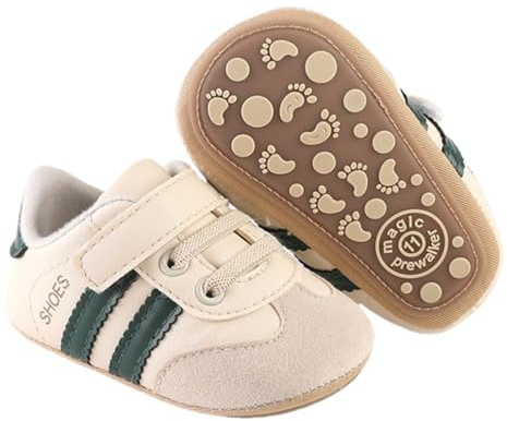Bellocasa Baby Boys Girls Sneakers Toddler Non-Slip Soft Rubber Sole First Walking Shoes Infant Newborn Crib Dress Shoes (JY6193 Green,1)