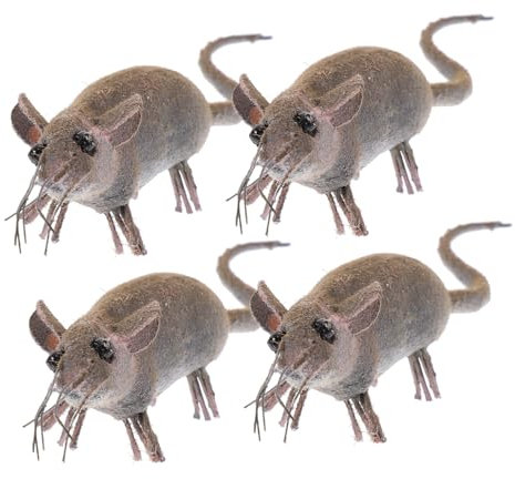 Toddmomy 4pcs Realistic Fake Mouse Figurines Mini Mice Decoration for Halloween Garden Festival Artificial Models Home and Classroom Props Random Color