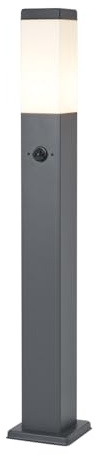 Qazqa Modern außen Pollerleuchte, Wegeleuchte, Pollerlampe für den Garten - Malios - Dunkelgrau, max. 15W, Geeignet für LED, 80cm, IP44, Rechteckig