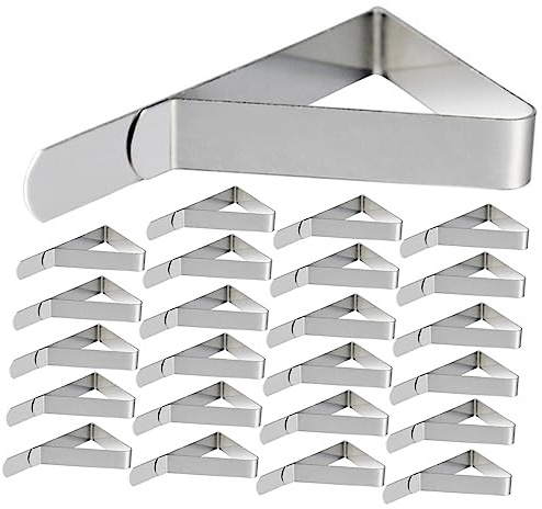 DONFAMDS Pinzas Triangulares Inoxidable para Manteles Ajustables 4.5Cm 24 Piezas Sujetamanteles para Exteriores Fijación Antideslizante para Picnics