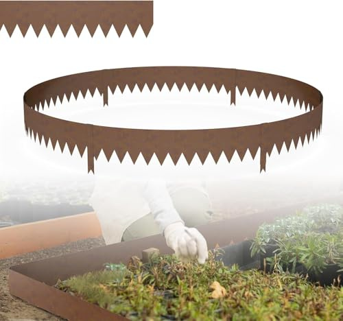 UISEBRT Rasenkante Metall 20 cm Hoch,Rostbeständige Beeteinfassung 5er-Set,Verzinkte Beetumrandung,Flexible Beetbegrenzung für Blumenbeete,Hofwege,Rostfarbe