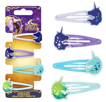 Joy Toy - Unicorn Academy 4 Einhorn Haarspangen mit Wildstar & Leaf für Kinder ab 5 Jahren