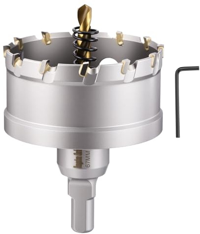 CoCud Kit De Scie Cloche Diamètre De Coupe 2-5/8(67mm) Scie À Trou Argent | Alliage Cémenté Au Carbure De Tungstène, Pour Métaux Durs Tôles En Acier Inoxydable Fibre De Verre.