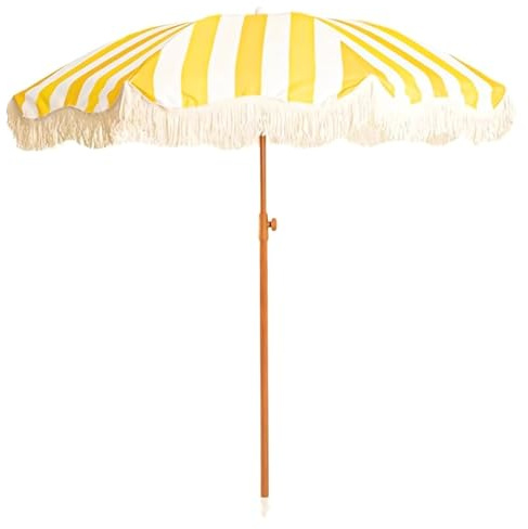 Parasol de plage de 200 cm avec franges et pompons, protection UV, auvent pour terrasse, marché, jardin et terrasse