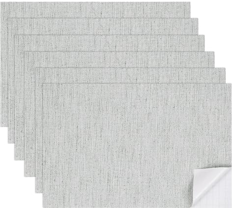 sourcing map 6 Sheets Miniature Dollhouse Wallpaper, Linen Texture Self-Adhesive PVC Flooring Wall, Mini Wall Decor for Dollhouse Sand Table Model Accessories 11.81 x 7.87 Inch (Light Gray)