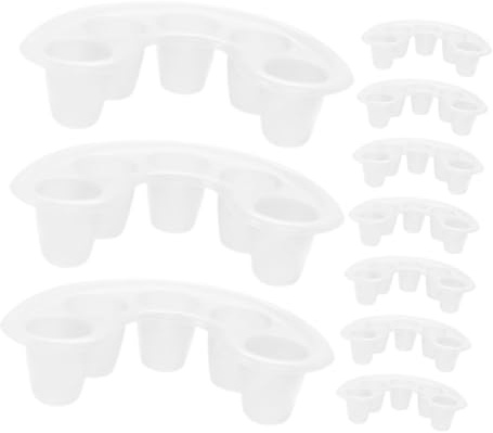 Cuencos de Remojo para Manicura de Plástico, 10 Piezas, Blancos | Separan los Cinco Dedos, Uso en Salón Profesional y Hogar, Fáciles de Limpiar, para Quitar Esmalte