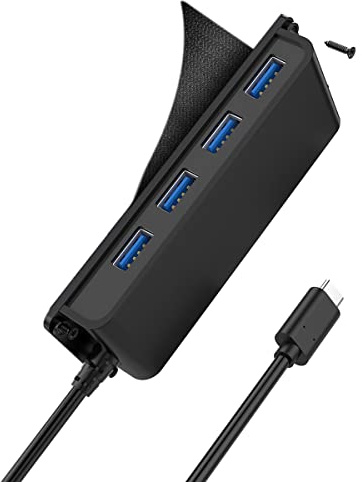 USB C Hub Dock de 4 puertos USB 3.0 de mesa con cable de extensión de 1 m [función de carga no compatible] para Mac Pro/Mini, iMac, XPS, Surface Pro, ordenador portátil, de
