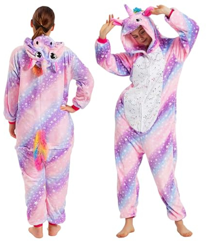 Costume de Licorne pour Adulte, Pyjama Licorne Onesie Adulte, Déguisement Licorne, Pyjama en Peluche pour Homme et Femme, Combinaison Douce Confortable,Costume d'animal pour Carnaval Cosplay Halloween