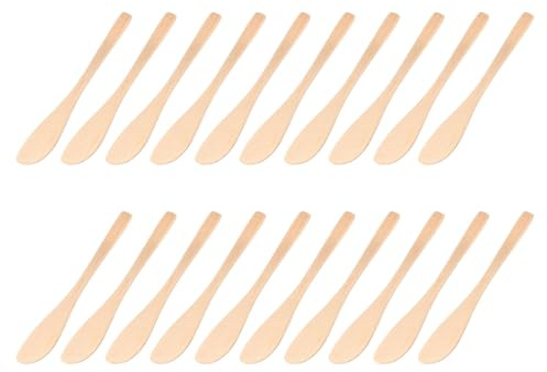 Angoily 30 Pièces Lot Spatules Bois Naturelles pour Cuisine Cuillères à Beurre et Couteaux à Fromage Ustensiles pour Tartiner Beurre Fromage Confiture et Façonnage Raviolis