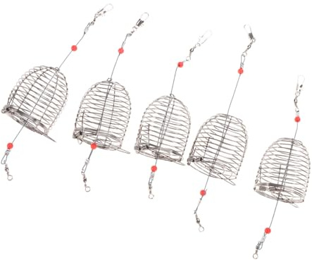 GOOHOCHY 5 Pezzi Porta Esche Gabbia Trappola Attrezzatura Feeder Esca da Pesca Cestino Esche da Pesca