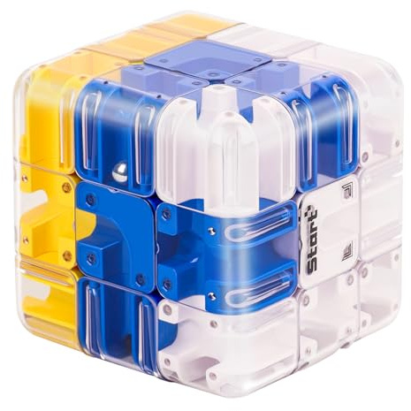 vixiwi 3D Cube Puzzle for Adults & Kids, Color-Match Game, Education Sensory Toys, Durable Maze Cube Puzzle Gift for Birthday and Holidays (Blue and Yellow)