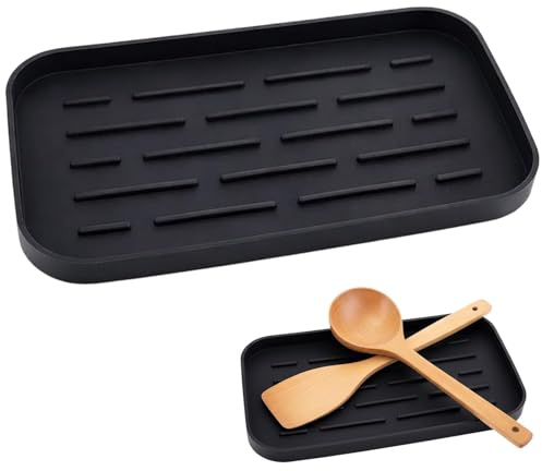 Kochlöffelhalter, Praktische Kochlöffelablage Für Die Küche, Spoon Rest Aus Holz, Küchenutensilien Halter, für Arbeitsplatte Herd Top Esstisch,25.4 x 13.8 x 1.8 cm