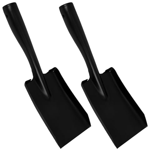 TOKIDNY Lot de 2 Pelles à Cendres en Acier Manganèse Mini-Pelle pour Cheminée et Poêle à Bois Outil de Jardinage Manuel Résistance Anticorrosion Nettoyage pour Barbecue et Foyer
