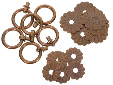 HAMPPLIES Antike Messing Schubladengriffe 5 Stück Vintage Ringgriffknöpfe in Grünbronze Möbelbeschläge für Kommode Schrank und Tür
